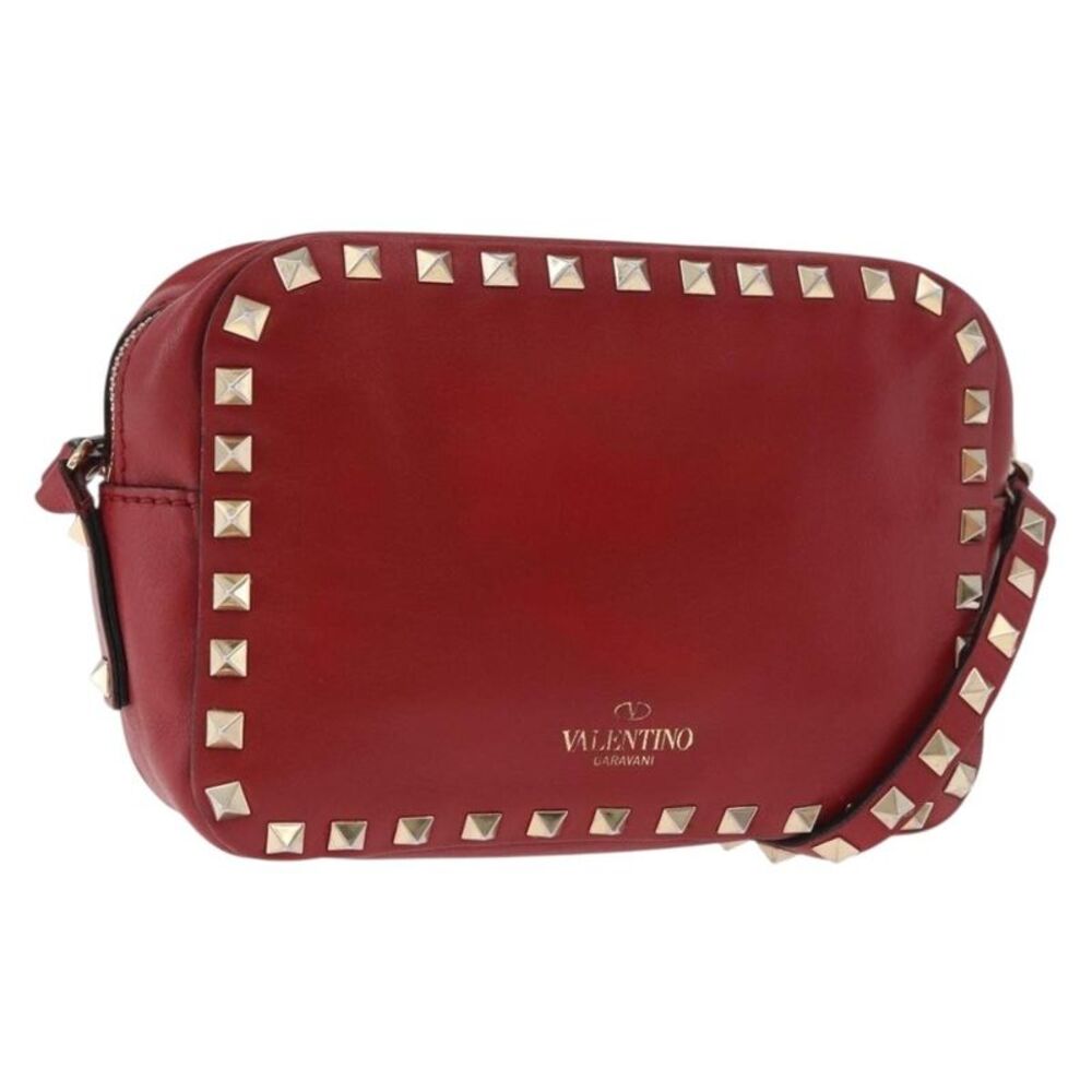 Valentino Garavani Rockstud Camera Leather Red Leather Shoulder Bag Bag